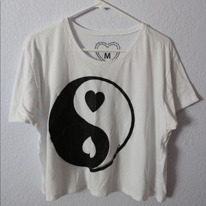 Yin yang heart cropped tshirt